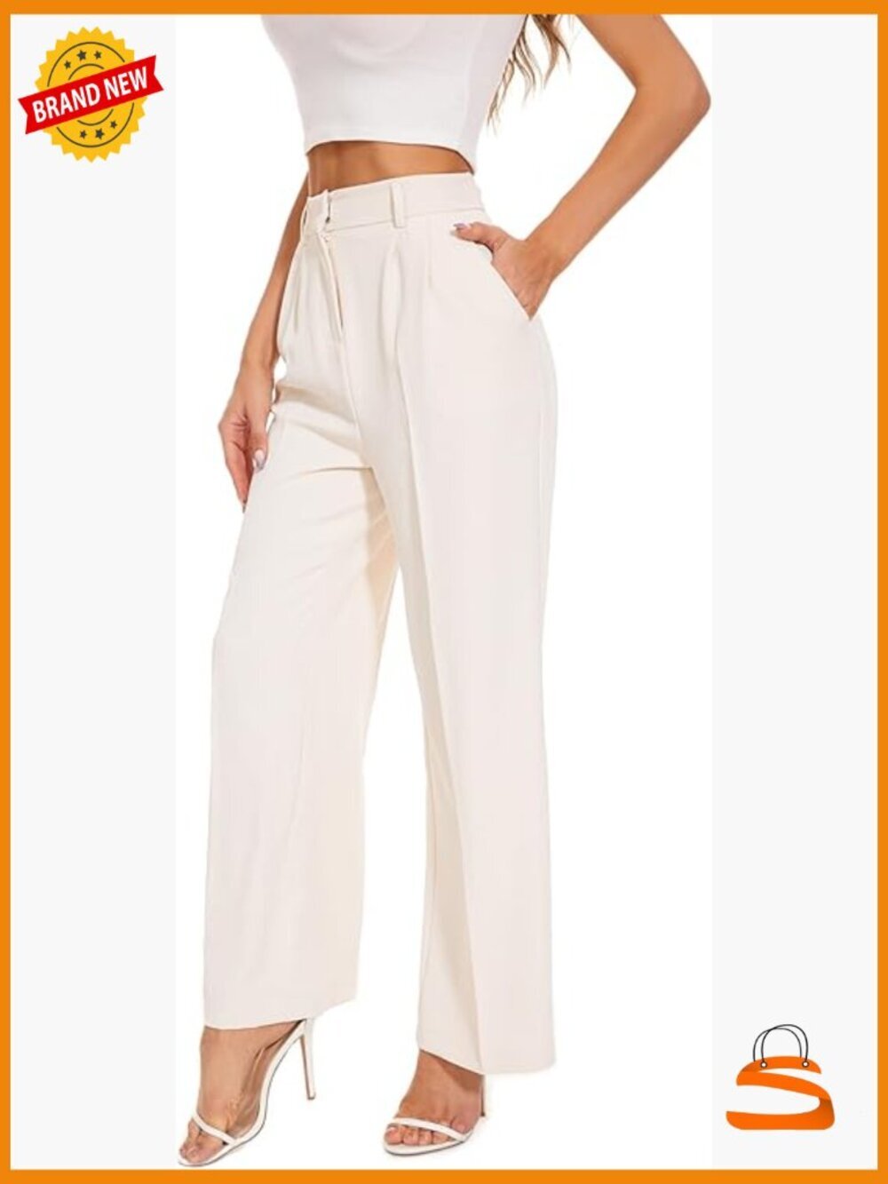 Wide Leg Pants High Elastic Back Waist Business Trousers Long Straight Suit